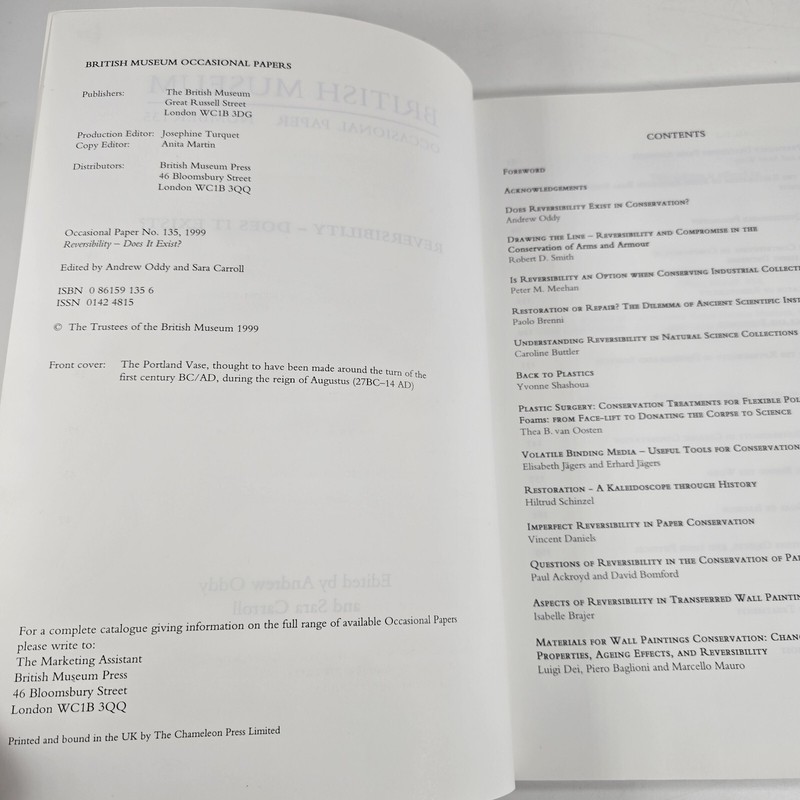 British Museum Occasional Papers Number 135 PB Reversibility - Does it Exist? gallery