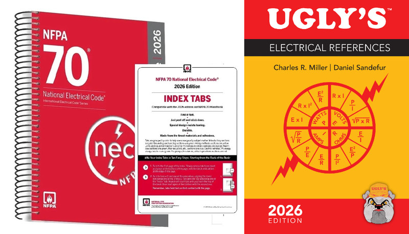 NFPA 70 2026 NEC Code Book + Ugly's Electrical Ref Spiral + Index TAB 2026 gallery
