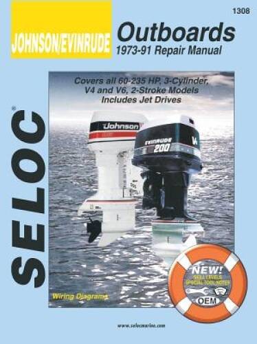 Johnson/Evinrude Outboards, 1973-91 Repair Manual, Covers all 60-235 HP, – GOOD