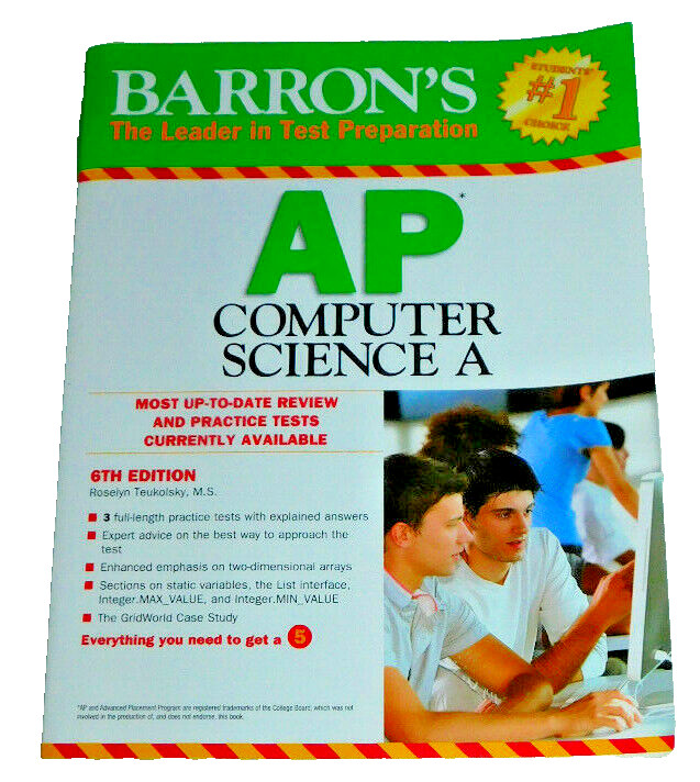 Barrons AP Computer Science A 6th Edition Test Exam Study Aid Prep Teukolsky