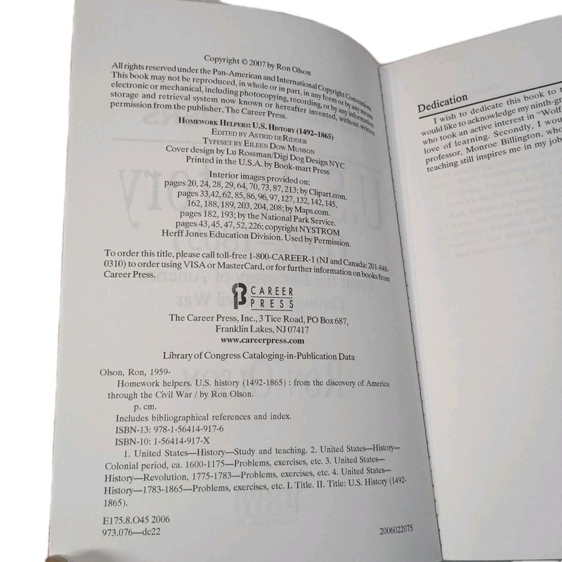 Homework Helpers: U.S. History (1492-1865) Ron Olson Career Press 2007 gallery