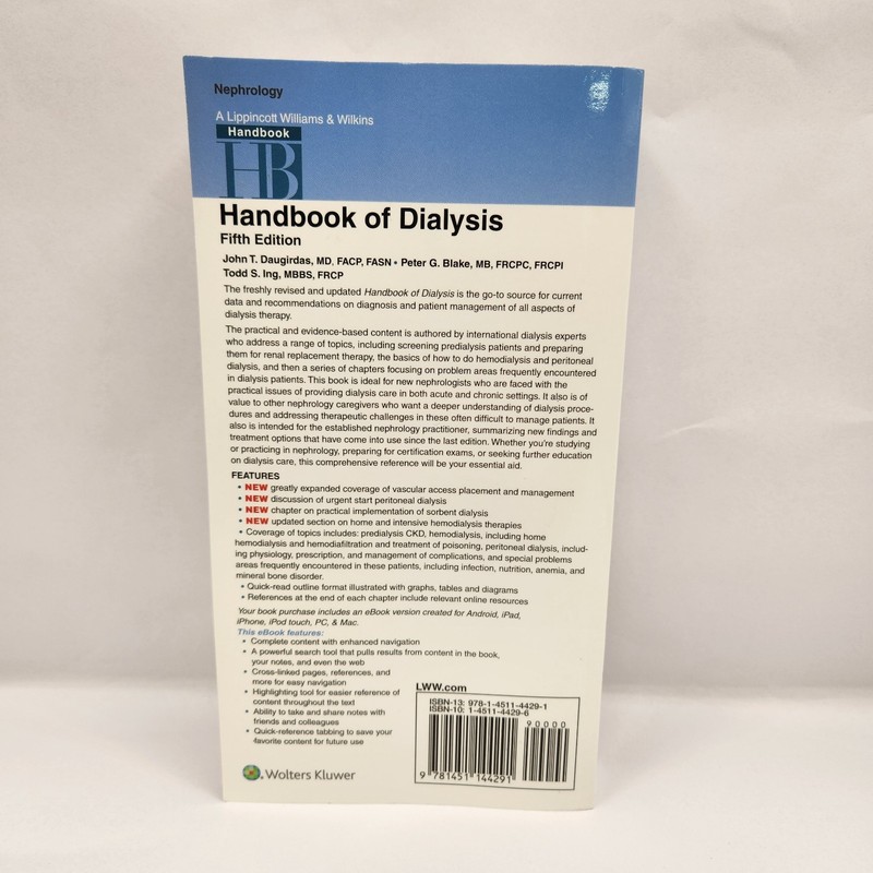 Handbook of Dialysis by John Daugirdas Book Fifth Edition Wolters Kluwer gallery
