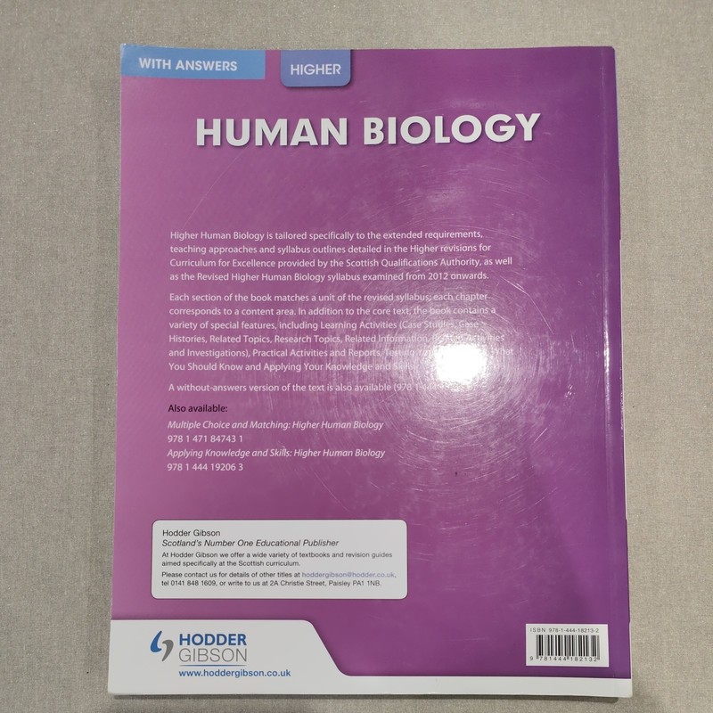 Higher Human Biology with Answers SQA by Fullarton, James Book gallery