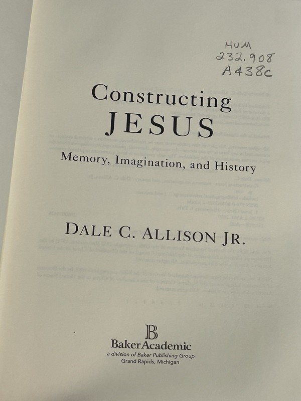 Constructing Jesus: Memory, Imagination, and History Dale C. Jr. Allison Book gallery
