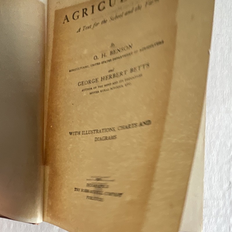 Agriculture: A Text for the School and the Farm Benson & Betts 1921 Hardcover gallery