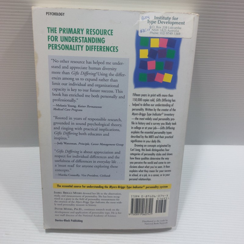 Gifts Differing: Understanding Personality Type by Isabel Briggs Myers paperback gallery