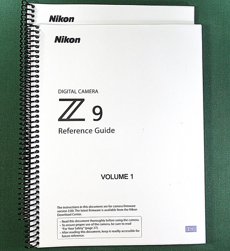 Nikon Z9 Reference Manual: Two Volume 964 Pages Full Color & Protective Covers!