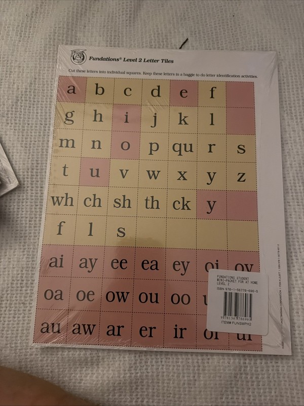 Wilson Fundations Students Mini-Packet Home Support Level 2 Letter Tiles Sealed