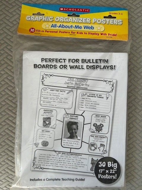 GRAPHIC ORGANIZER POSTERS: ALL-ABOUT-ME WEB: GRADES 3-6: By Scholastic NEW T93