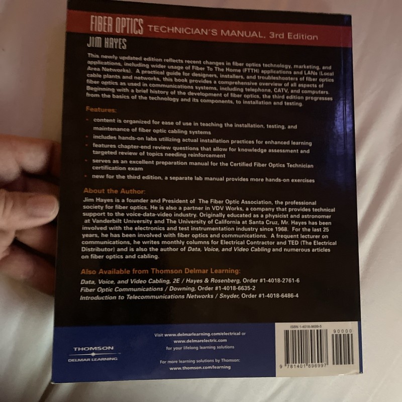 Fiber Optics Technician's Manual Paperback Jim Hayes gallery