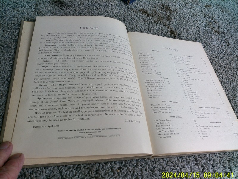 FRYE'S FIRST STEPS IN GEOGRAPHY. Part 2. 1st ed. 1906. Ex-Town of Oakland gallery