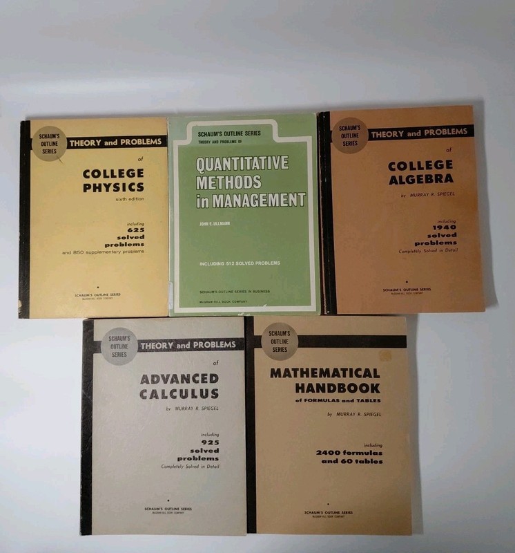 5 Schaum’s Outline Series College Physics, Advanced Calculus, + 3 Others