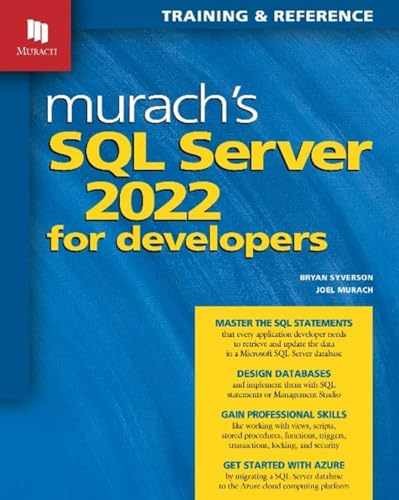 Murach’s SQL Server 2022 for Developers – Paperback, by Joel Murach – Very Good