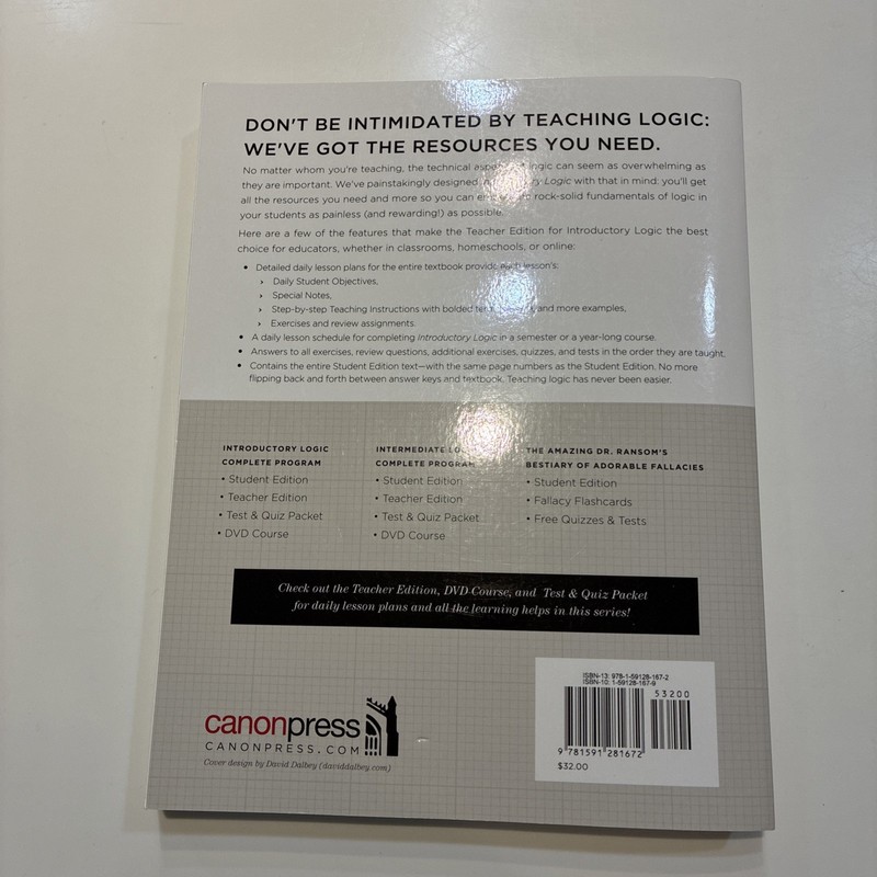 Introductory Logic (Teacher Edition): ..., Press, Canon - no marks or bends. gallery