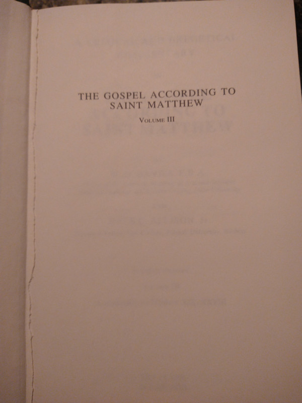 ICC on Matthew, by Davies & Allison, 3 Volume Set, Hardcover with Mylar Covers gallery