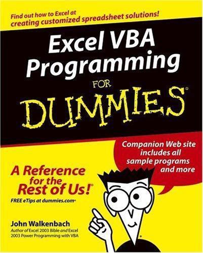 Excel VBA Programming For Dummies - John Walkenbach, 9780764574122, paperback