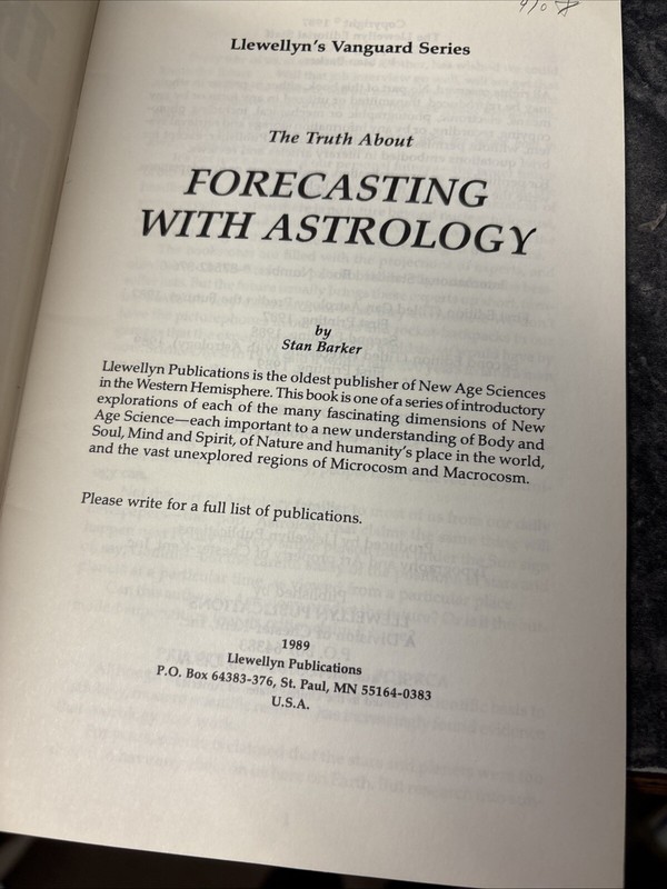 The Truth About Forecasting W/ Astrology: S. Barker 1989/Booklet/Rare SHIP FREE gallery