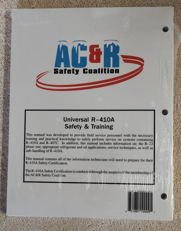 AC&R Safety Coalition Universal R-410A Safety & Training Manual Book New Sealed gallery