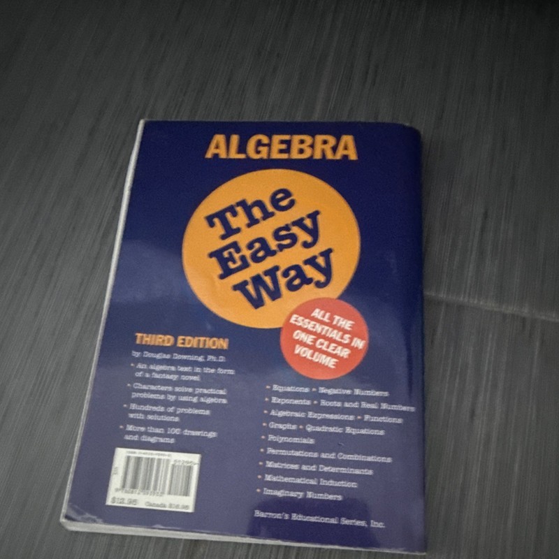Barron's Algebra the Easy Way 3rd Ed PB Douglas Downing Ph.D. Textbook gallery