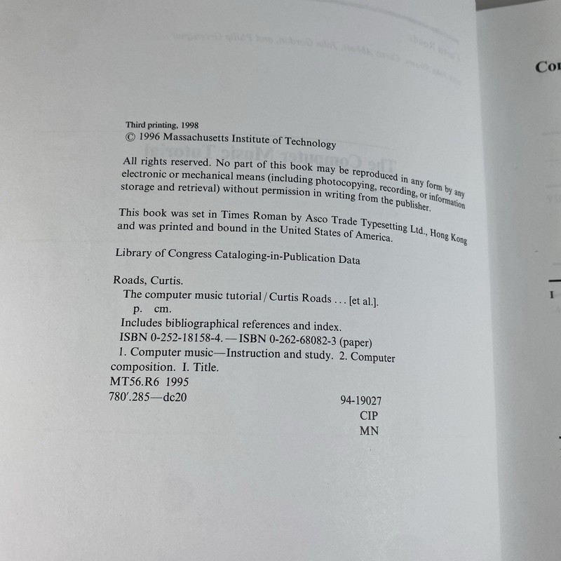 THE COMPUTER MUSIC TUTORIAL (THE MIT PRESS) By Curtis Roads gallery