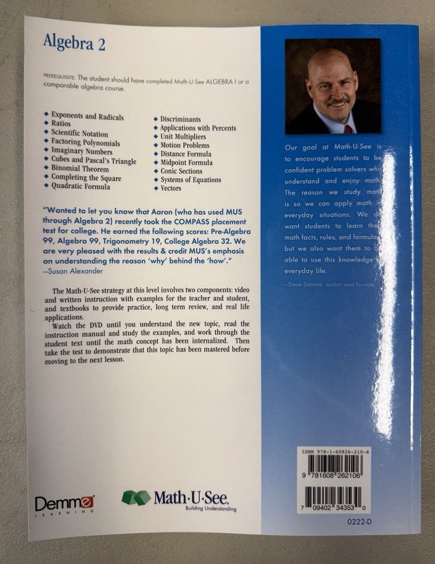Demme Learning Math U See Algebra 2 Instruction Manual gallery