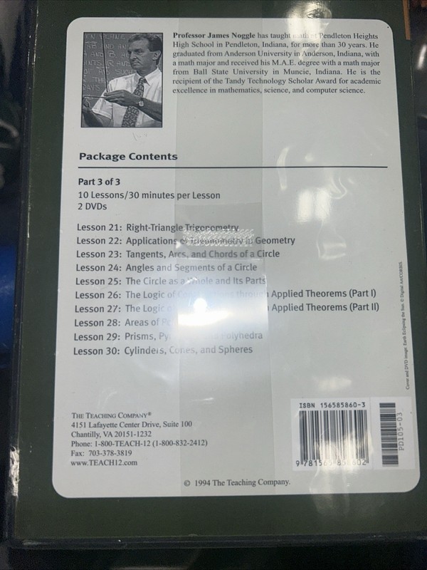 Great Courses DVD Set Geometry Parts 1-3 Homeschool Teaching Math James Noggle gallery