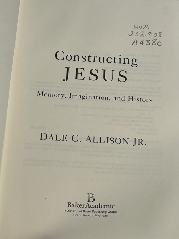 Constructing Jesus: Memory, Imagination, and History Dale C. Jr. Allison Book gallery