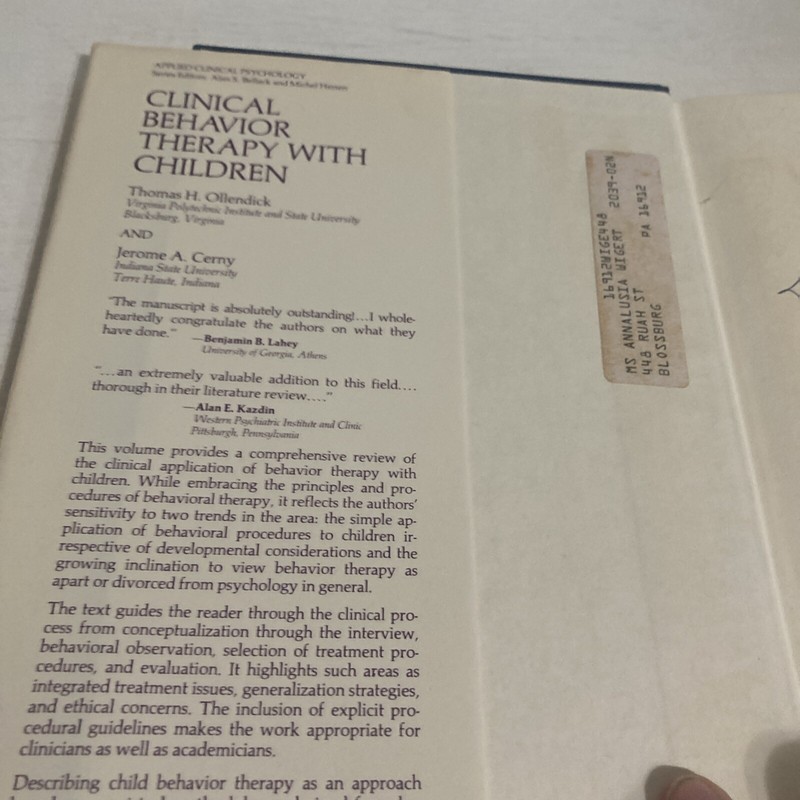 NATO Science Series B: Ser.: Clinical Behavior Therapy with Children by... gallery