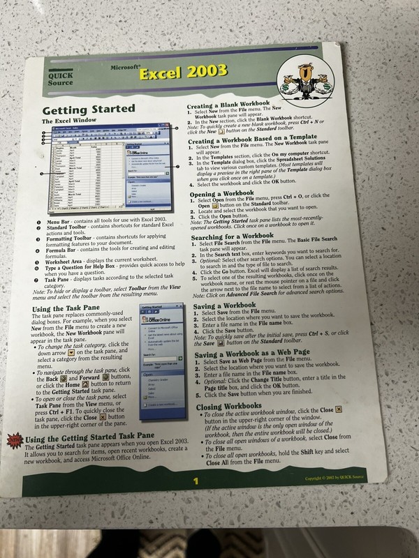 Microsoft Publisher 2003 Quick Source Excel Guide Pamphlet Very Good
