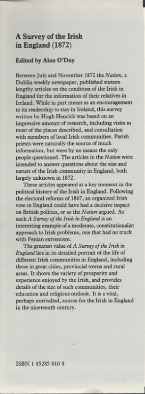 A Survey of the Irish in England (1872) - Alan O'Day - 1990 gallery