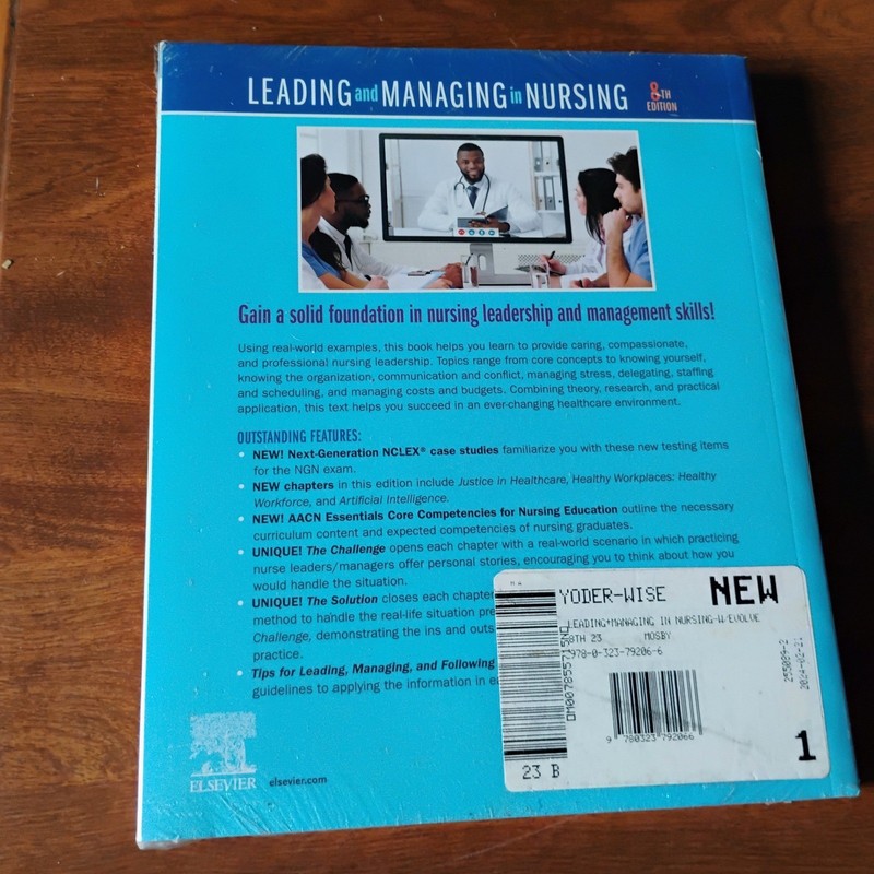 Leading and Managing in Nursing 8th Edition Textbook Yoder-Wise, Sportsman, NEW gallery