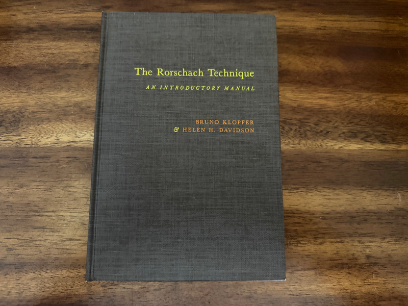 Rorschach Technique : An Introductory Manual (1962, Vintage Hardcover)