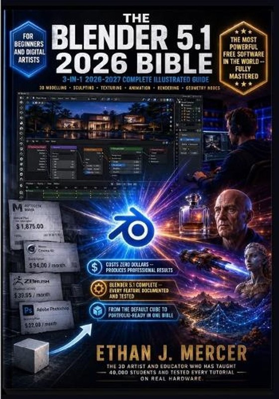 The Blender 5.1 2026 Bible: 3-in-1 Illustrated Guide to 3D Modelling, Sculpting,