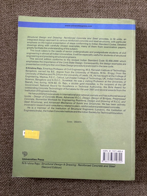 📘 Structural Design & Drawing N. Krishna Raju 2004 3rd Ed. VG 📬 Free UK Post gallery