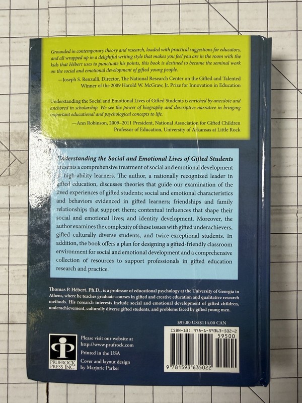 Understanding the Social and Emotional Lives of Gifted Students by T. Hébert HC gallery
