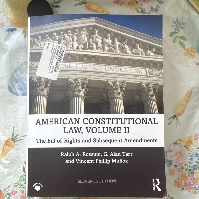 Routledge American Constitutional Law Vol II 11th PB 2022 Rossum Tarr Muñoz