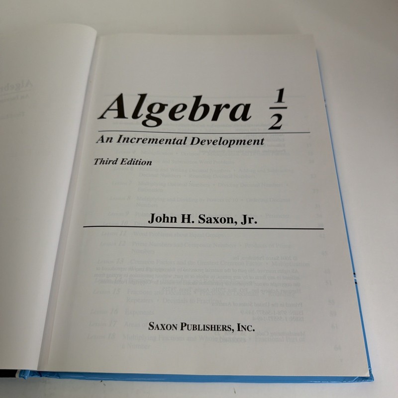 SAXON Algebra 1/2 Set Third Ed. (Textbook, Solutions Manual, Homeschool Packet) gallery