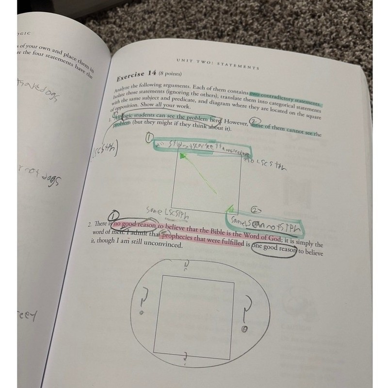 Introductory Logic The Fundamentals of Thinking Workbook Canon Press Student gallery