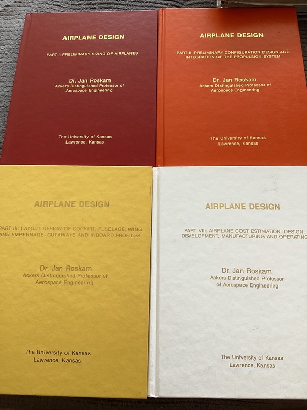 Airplane Design Volumes 1, 2, 3 4 & 8 Textbooks by Dr. Jan Roskam
