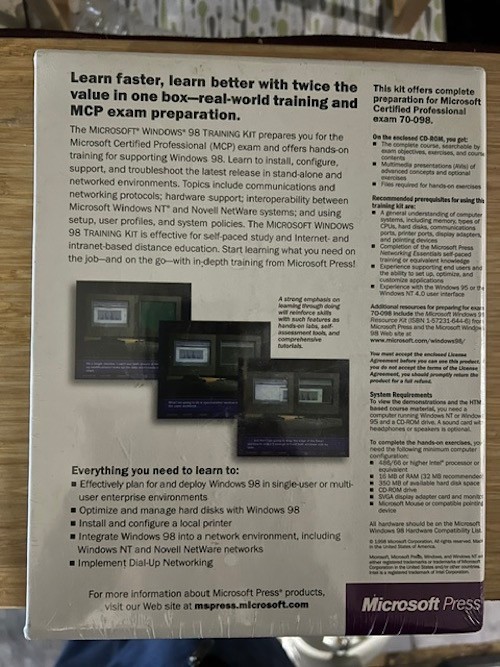 Rare: Complete Microsoft Windows 98 Training Kit /NEW gallery