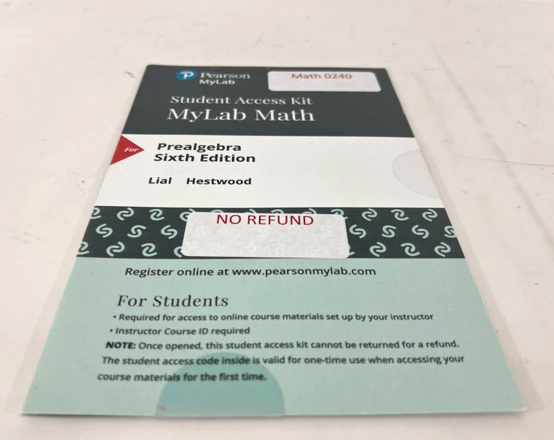 MyMathLab eText Access Code Card for Prealgebra Sixth 6th Edition by Lial