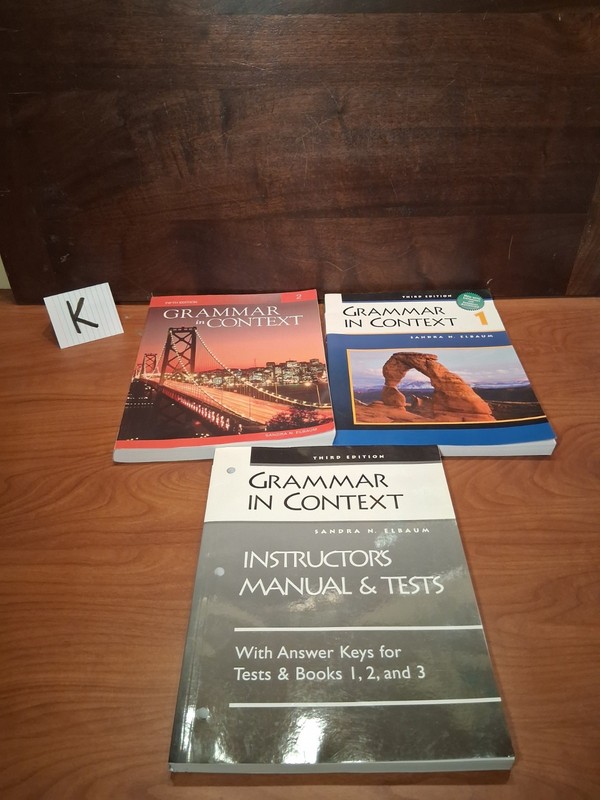 Grammar In Context 1 & 2 3rd Ed. 5th Ed. Teachers Manual And Tests Homeschool