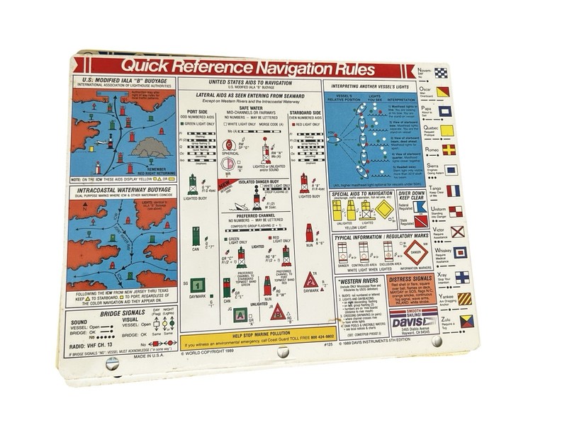 4 Davis Quick Reference Cards Navigation Rules Boating Guide Coastwise Piloting gallery