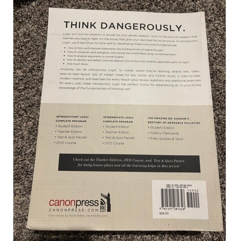 Introductory Logic The Fundamentals of Thinking Workbook Canon Press Student gallery