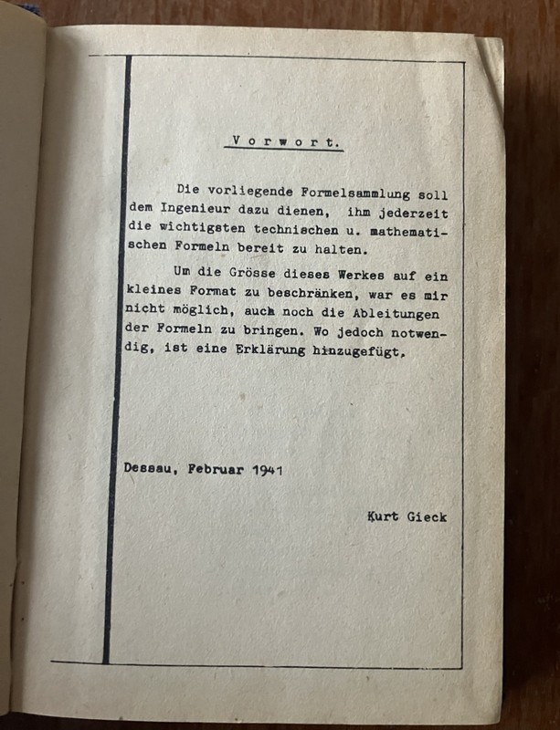 VINTAGE TECHNICAL FORMULA DESIGN BOOK BY KURT GIECK (1947 HARDCOVER) gallery