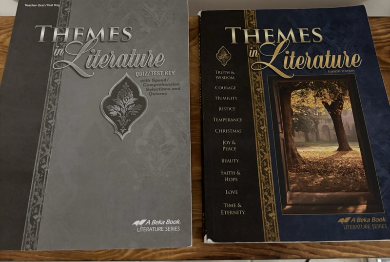Abeka Themes in Literature 9th Grade Textbook and Teacher Quiz Test Key