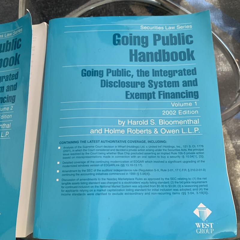 Going Public Handbook 2002 Edition Paperback Book Set Volumes 1 & 2 gallery