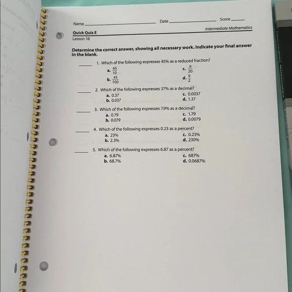 Abeka academy 7th grade intermediate math video manual and quiz/test key gallery