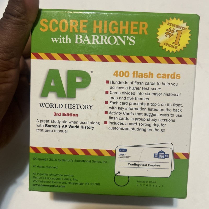 Barron's AP World History 3rd Edition Flash Cards (2016) test preparation cards gallery