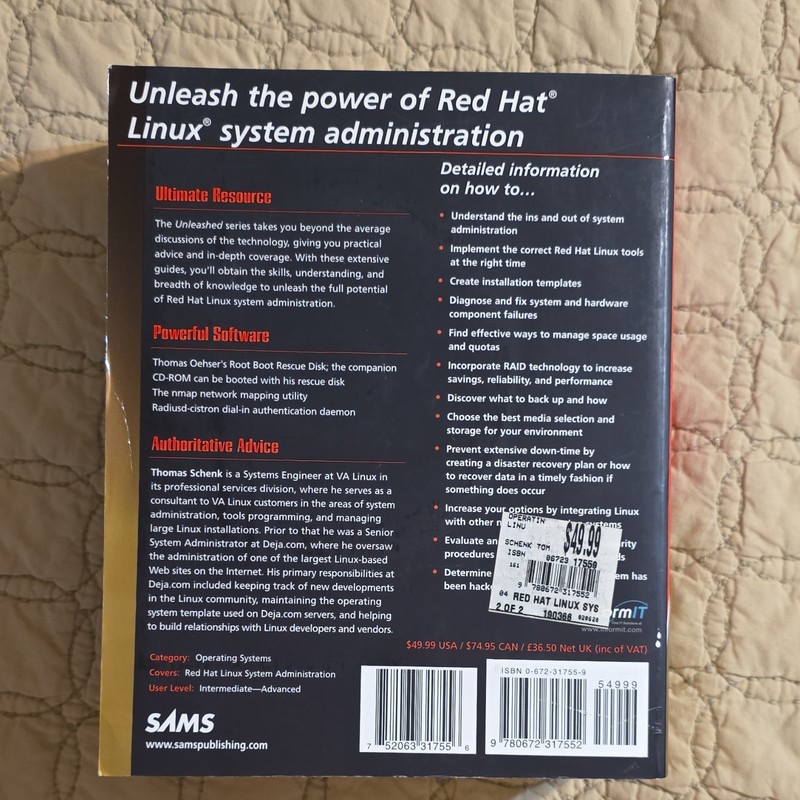 Red Hat Linux System Administration Unleashed Book CD-ROM by Thomas Schenk SAMS gallery